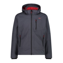 CMP Softshell jacket (windproof, water-repellent) with hood titanium grey/red Men